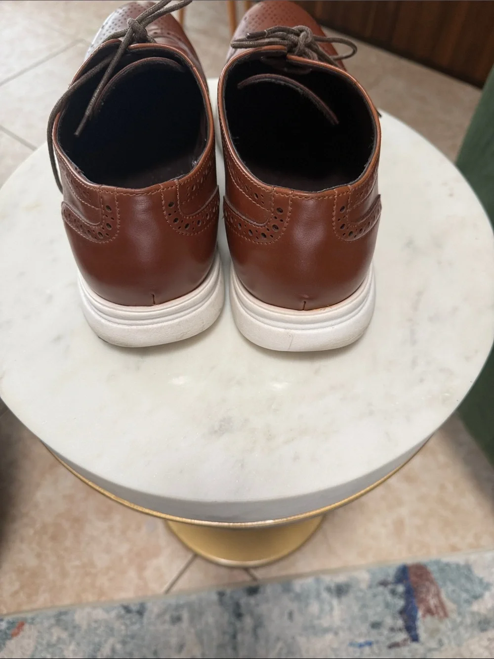 Unlisted by Kenneth Cole Brown Leather Wingtip Derby Sneakers with White Sole
